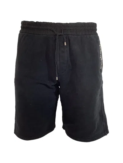 Pre-owned Saint Laurent Logo-embroidered Shorts In Black
