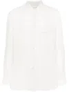 Saint Laurent Logo-embroidered Striped Shirt In Weiss