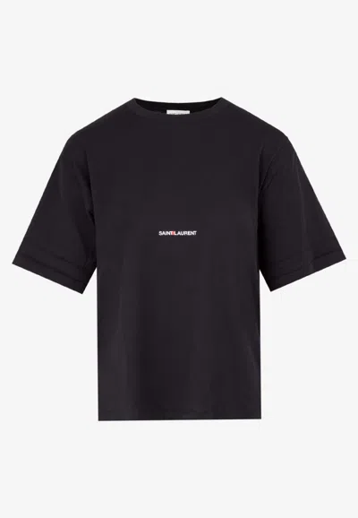 SAINT LAURENT LOGO EMBROIDERED T-SHIRT