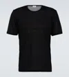 Saint Laurent Logo-embroidered Jersey T-shirt In Black