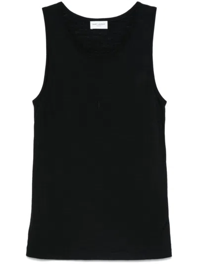 SAINT LAURENT LOGO-EMBROIDERED TANK TOP