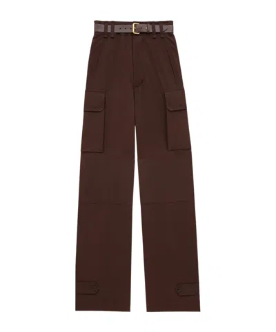 Saint Laurent Logo-embroidered Trousers In Red