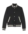 Saint Laurent Logo-embroidered Varsity Jacket In Black