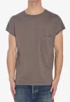 Saint Laurent Logo Embroidered Wool T-shirt In Gray