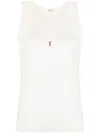 Saint Laurent Logo-embroidered Wool Tank Top In Neutrals