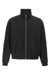 Saint Laurent Black Jacket With High Neck And Logo Lettering On The Front In Tech Fabric Man In Black