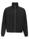 Saint Laurent Logo Embroidery Blouson Puffer Jackets Black In Black
