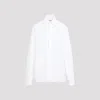 Saint Laurent Cotton Shirt With Buttoned Cuffs And Straight Hem In Blanc