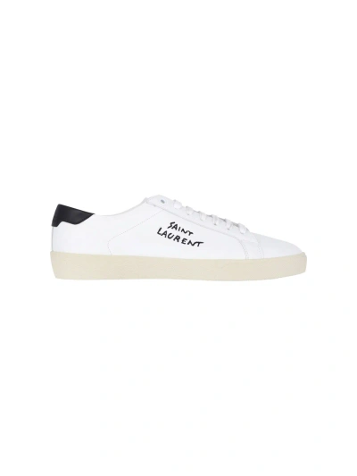 Saint Laurent Logo Embroidery Sneakers In White