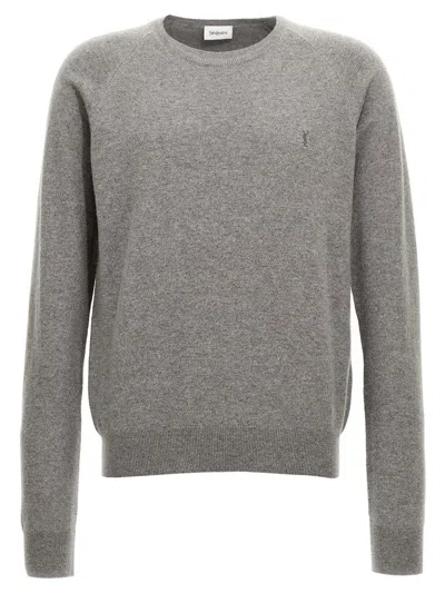 Saint Laurent Cassandre Cashmere Sweater In Gray
