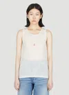 Saint Laurent Logo-embroidered Wool Tank Top In Beige