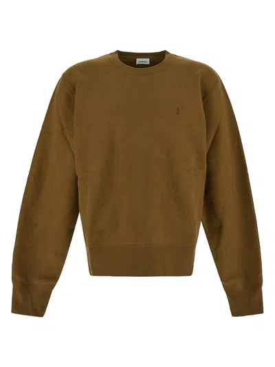Saint Laurent Logo Emproidered Sweatshirt In Brown