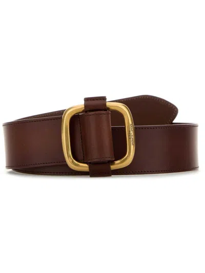 Saint Laurent Logo-engraved Belt In Brown