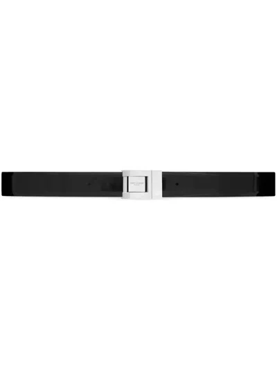 Saint Laurent Logo-engraved Buckled Leather Belt In Black
