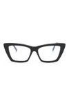 Saint Laurent Logo-engraved Cat-eye Frame Glasses In Black