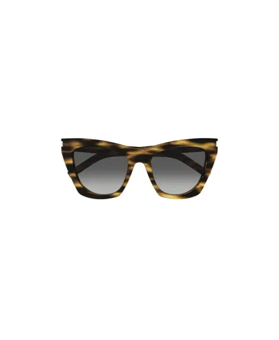 Saint Laurent Logo-engraved Cat-eye Sunglasses In Black