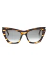 Saint Laurent Logo-engraved Cat-eye Sunglasses In Brown