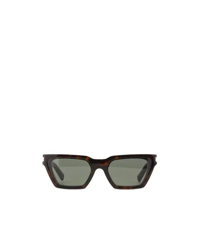 Saint Laurent Logo-engraved Cat-eye Sunglasses In Gray