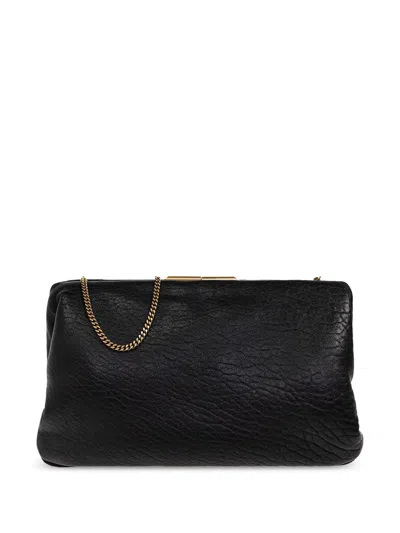 Saint Laurent Logo-engraved Clutch Bag In Schwarz