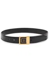 Saint Laurent Logo-engraved Leather Belt In Black