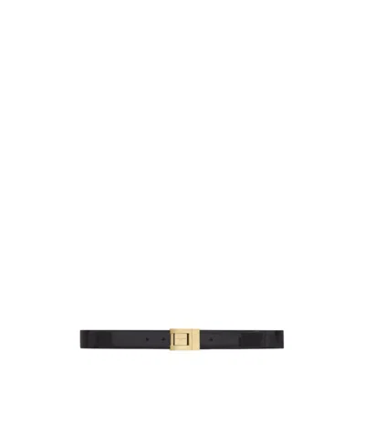 Saint Laurent Logo-engraved Leather Belt In Black
