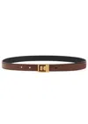 Saint Laurent Logo-engraved Leather Belt In Tan