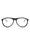Saint Laurent Logo-engraved Pilot-frame Glasses In Black