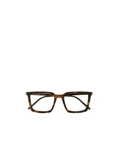 Saint Laurent Logo-engraved Rectangle-frame Glasses In White
