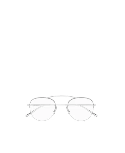 Saint Laurent Logo-engraved Round-frame Glasses In White