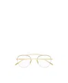 Saint Laurent Logo-engraved Round-frame Glasses In Yellow