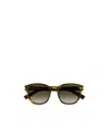 Saint Laurent Logo-engraved Round-frame Sunglasses In Green