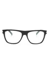 Saint Laurent Logo-engraved Square-frame Glasses In Black