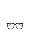 Saint Laurent Logo-engraved Square-frame Glasses In Black