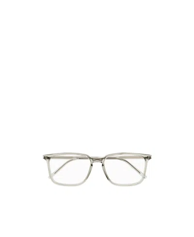 Saint Laurent Logo-engraved Square-frame Glasses In Nude