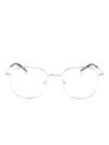 Saint Laurent Logo-engraved Square-frame Glasses In Silver