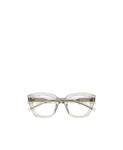 Saint Laurent Logo-engraved Square-frame Glasses In White