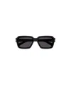 Saint Laurent Logo-engraved Square-frame Sunglasses In Black