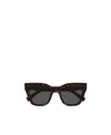 Saint Laurent Logo-engraved Square-frame Sunglasses In Black