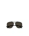 Saint Laurent Logo-engraved Square-frame Sunglasses In Brown