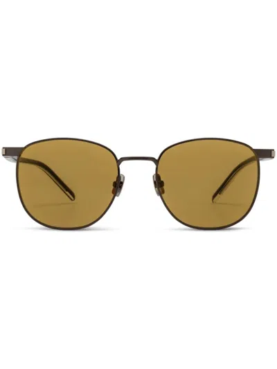 Saint Laurent Logo-engraved Sunglasses In Green