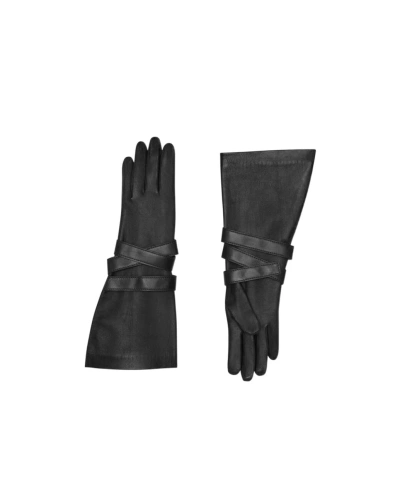 Saint Laurent Logo Five-fingered Gloves In Black