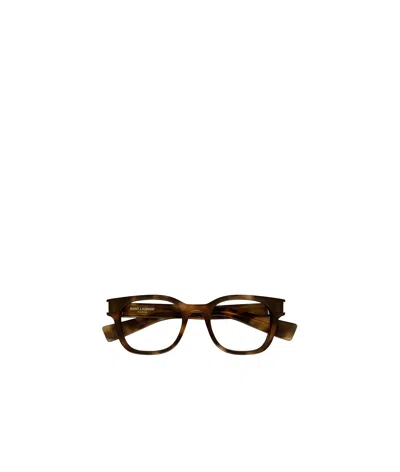 Saint Laurent Logo Flat Mirror In Brown
