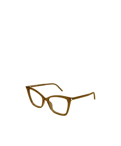 Saint Laurent Logo Flat Mirror In Brown