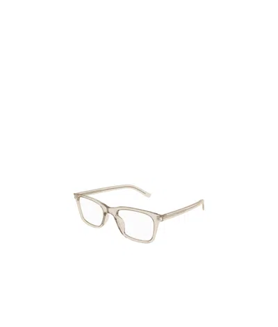Saint Laurent Logo Flat Mirror In Nude