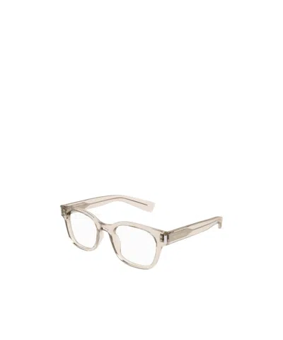 Saint Laurent Logo Flat Mirror In Nude