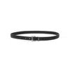 Saint Laurent Grained Leather Cassandre Thin Belt With Square Buckle Accessories In Black