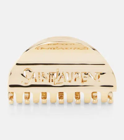 Saint Laurent Logo Hair Clip In Gold