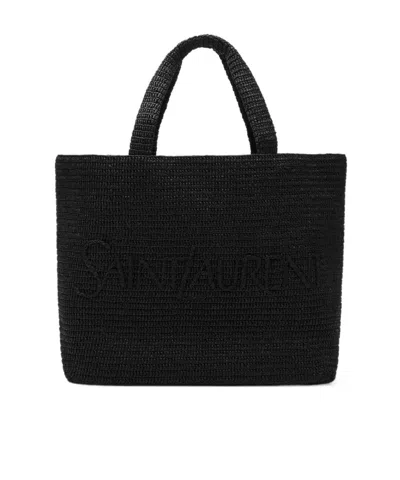 Saint Laurent Logo Handbag In Black