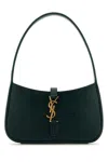 Saint Laurent Mini Structured Reptile Embossed Top Handle Handbag In Dark Green