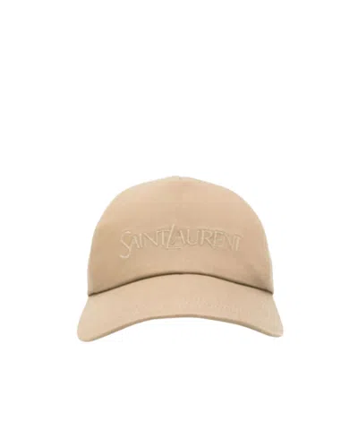 Saint Laurent Logo Hat In Neutral